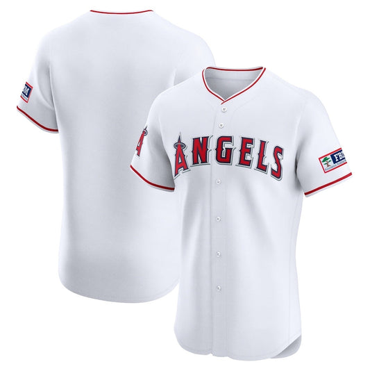 Los Angeles Angels Home Elite Patch Jersey - White Stitched Baseball Jersey