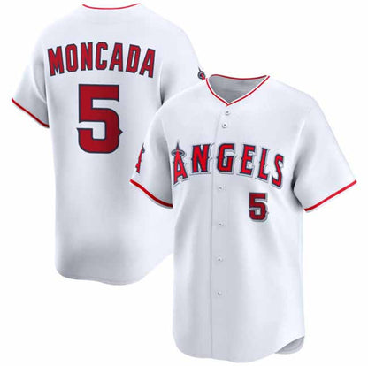 Los Angeles Angels #5 Yoan Moncada White Home Limited Stitched Baseball Jersey