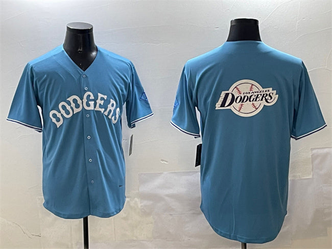 Los Angeles Dodgers Team Big Logo Light Blue Limited Stitched Baseball Jersey
