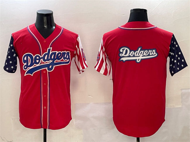 Los Angeles Dodgers Team Big Logo Red Limited Stitched Baseball Jersey