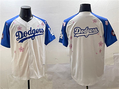 Los Angeles Dodgers Team Big Logo White Royal 2025 Tokyo Series Limited Stitched Baseball Jersey