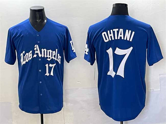 Los Angeles Dodgers #17 Shohei Ohtani Blue 2025 LA Gothic Style With Fernando Patch Vapor Premier Limited Stitched Baseball Jersey