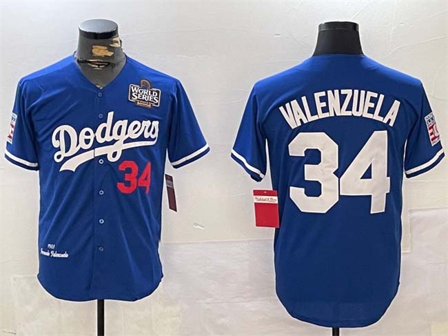 Los Angeles Dodgers #34 Toro Valenzuela Royal 2024 World Series 1981 Cooperstown Stitched Baseball Jersey