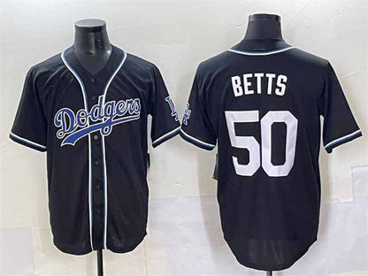 Los Angeles Dodgers #50 Mookie Betts Black Fashion Stitched Baseball Jersey