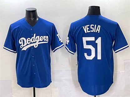 Los Angeles Dodgers #51 Alex Vesia Blue Cool Base Stitched Baseball Jersey