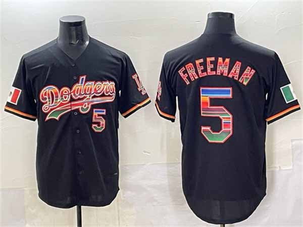 Los Angeles Dodgers #5 Freddie Freeman Black Mexico Cool Base Stitched Baseball Jersey