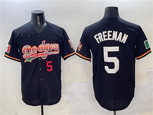 Los Angeles Dodgers #5 Freddie Freeman Black Mexico Limited Stitched Baseball Jersey