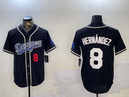 Los Angeles Dodgers #8 Enrique Hern¨¢ndez Black Cool Base Stitched Baseball Jerseys