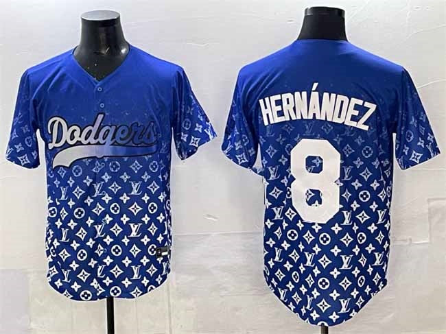 Los Angeles Dodgers #8 Enrique Hern¡§¡éndez Blue Limited Stitched Baseball Jersey