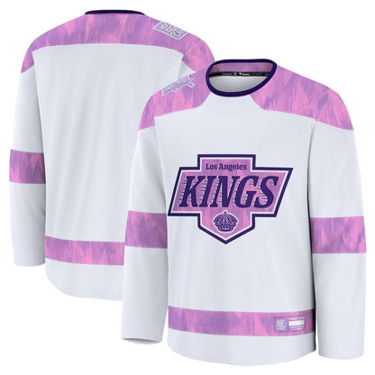 L.Angeles Kings Fanatics 2024 Hockey Fights Cancer Practice Jersey - White Stitched American Hockey Jersey UNEC