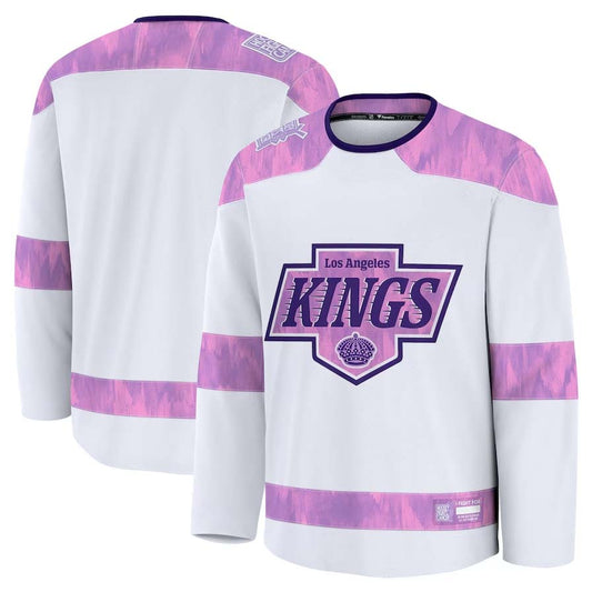 L.Angeles Kings Fanatics 2024 Hockey Fights Cancer Practice Jersey - White Stitched American Hockey Jersey UNEC