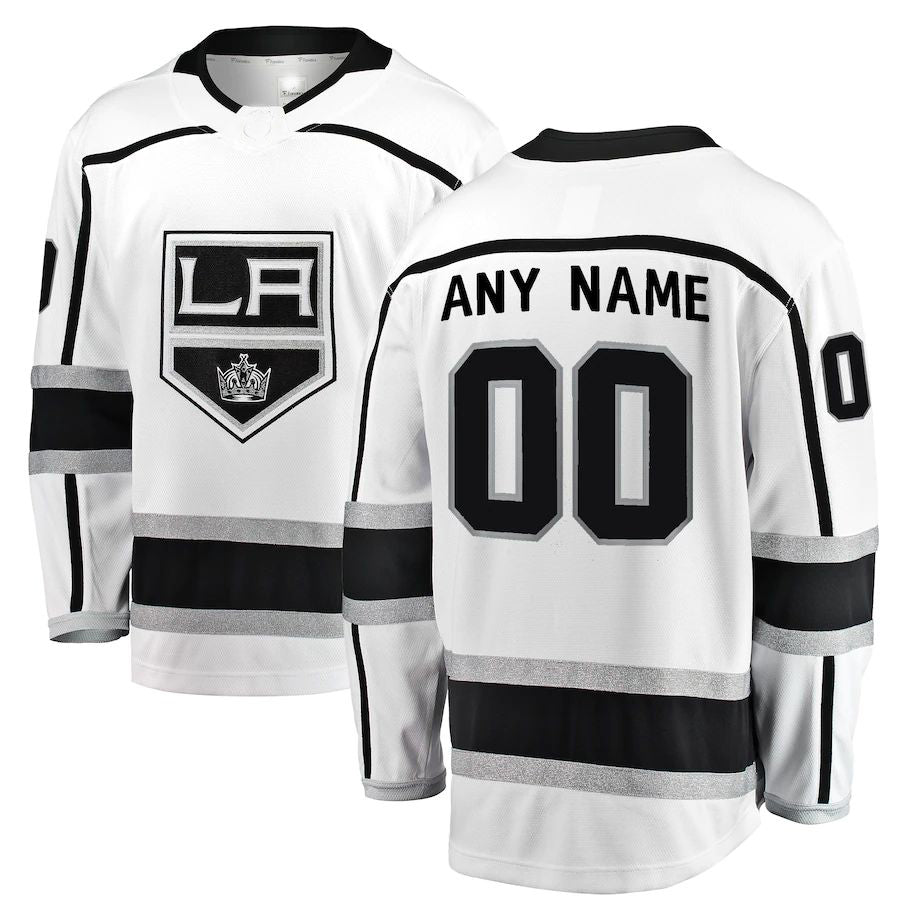 Custom LA.Kings Fanatics Branded Away Breakaway Jersey White Stitched American Hockey Jersey UNEC
