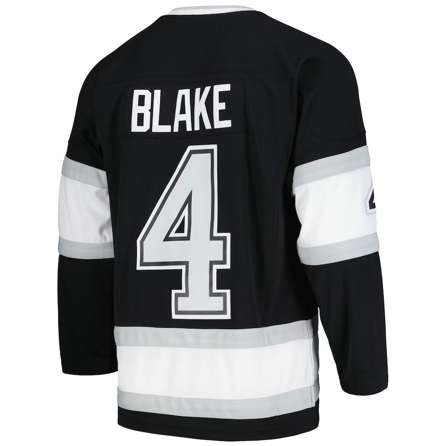 LA.Kings #4 Rob Blake Mitchell & Ness 1992-93 Blue Line Player Jersey - Black Stitched American Hockey Jersey UNEC