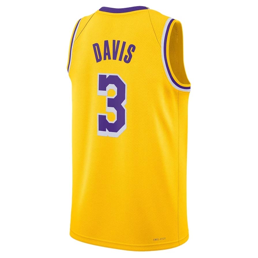LA.Lakers #3 Anthony Davis Gold Swingman Jersey - Icon Edition Stitched American Basketball Jersey UNEC