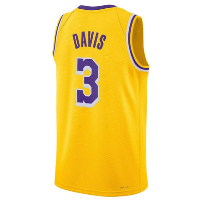 LA.Lakers #3 Anthony Davis Gold Swingman Jersey - Icon Edition Stitched American Basketball Jersey UNEC