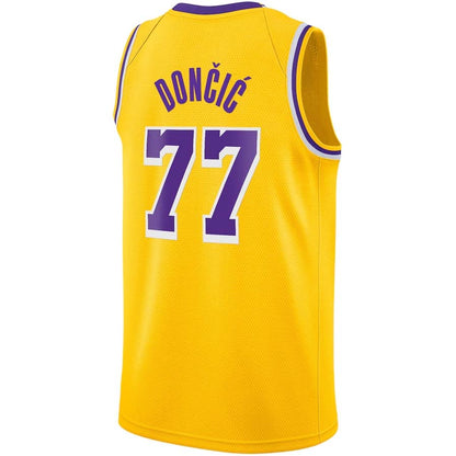 LA.Lakers #77 Luka Don?i? Icon Edition Swingman Jersey - Gold Stitched American Basketball Jersey UNEC