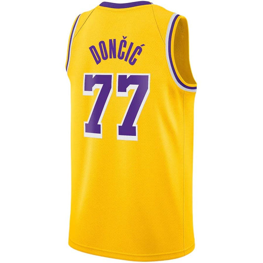 LA.Lakers #77 Luka Don?i? Icon Edition Swingman Jersey - Gold Stitched American Basketball Jersey UNEC
