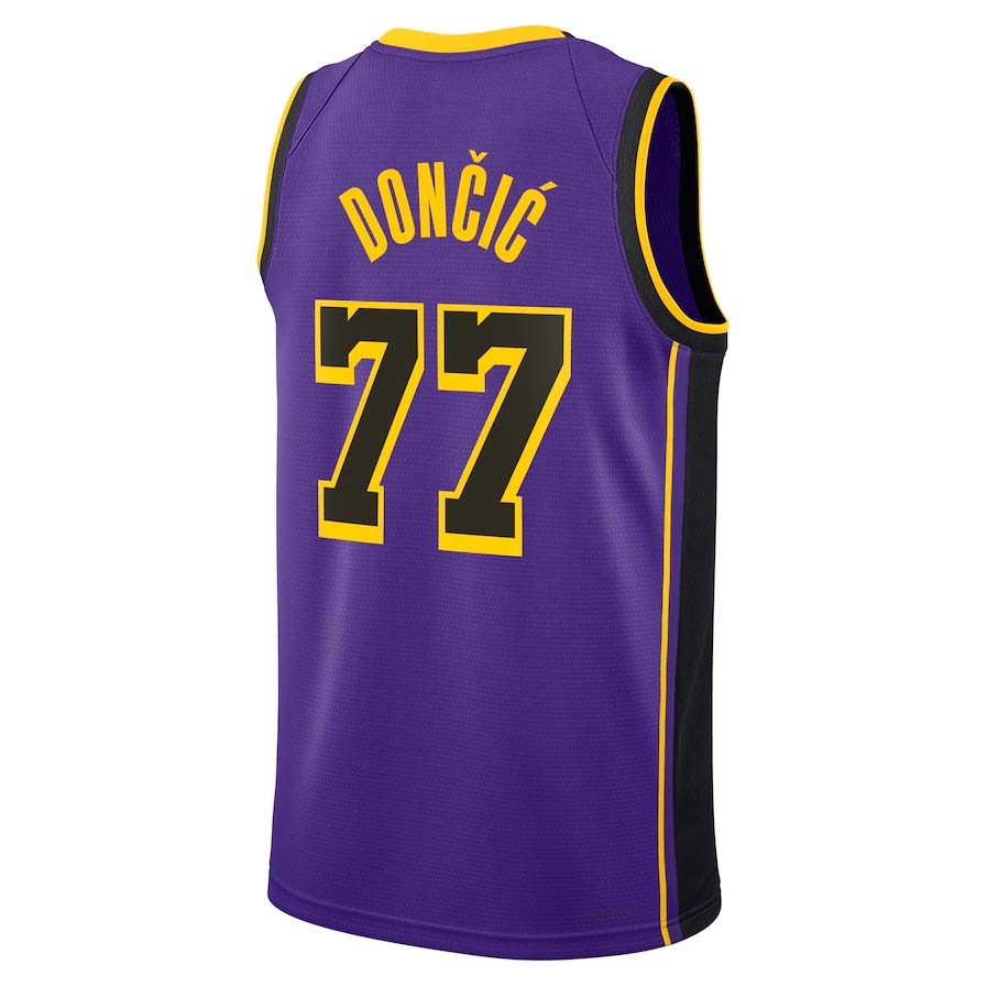 LA.Lakers #77 Luka Don?i? Statement Edition Swingman Jersey - Purple Stitched American Basketball Jersey UNEC