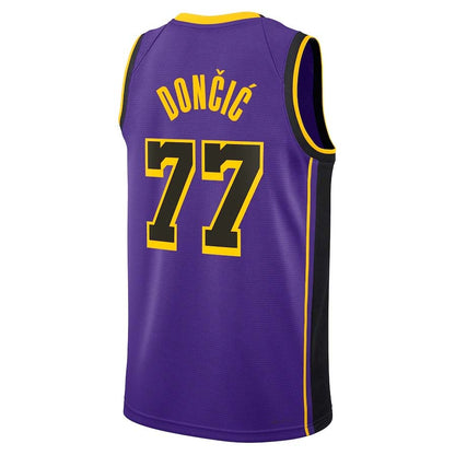 LA.Lakers #77 Luka Don?i? Statement Edition Swingman Jersey - Purple Stitched American Basketball Jersey UNEC
