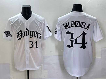 Los Angeles Dodgers #34 Toro Valenzuela White 2025 Gold Collection Limited Stitched Baseball Jersey