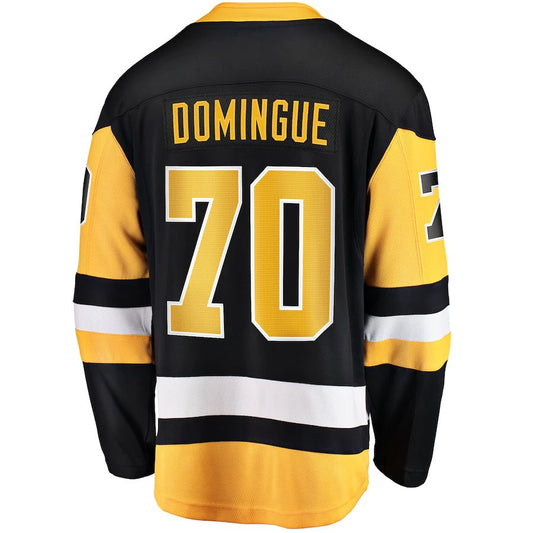 P.Penguins #70 Louis Domingue Fanatics Branded Home Breakaway Player Jersey  Black Stitched American Hockey Jersey UNEC