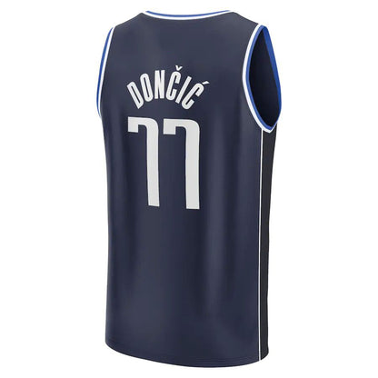 D.Mavericks #77 Luka Doncic Fanatics Branded 2022-23 Fast Break Player Jersey Statement Edition  Navy Stitched American Basketball Jersey UNEC