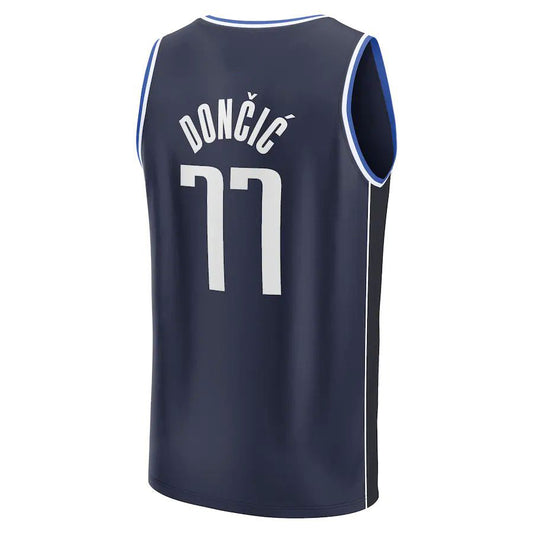 D.Mavericks #77 Luka Doncic Fanatics Branded 2022-23 Fast Break Player Jersey Statement Edition  Navy Stitched American Basketball Jersey UNEC