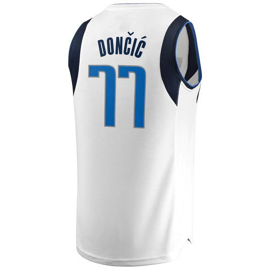 D.Mavericks #77 Luka Doncic Fanatics Branded Fast Break Replica Jersey White Association Edition Stitched American Basketball Jersey UNEC