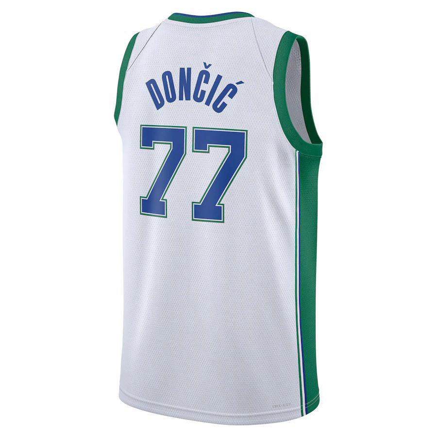 D.Mavericks #77 Luka Doncic 2021-22 Swingman Jersey City Edition White Stitched American Basketball Jersey UNEC
