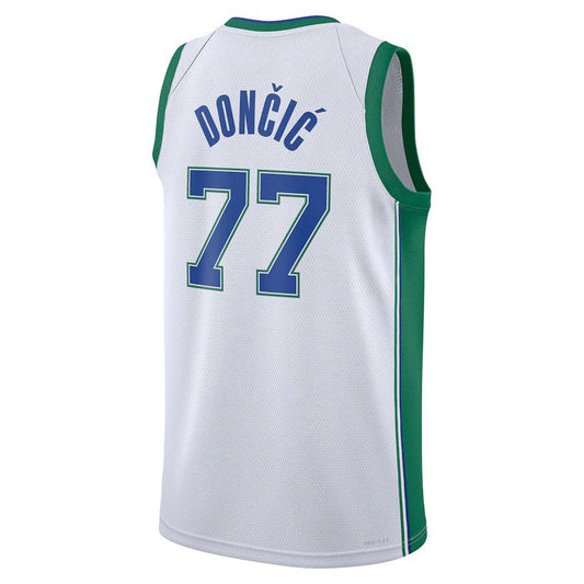 D.Mavericks #77 Luka Doncic 2021-22 Swingman Jersey City Edition White Stitched American Basketball Jersey UNEC