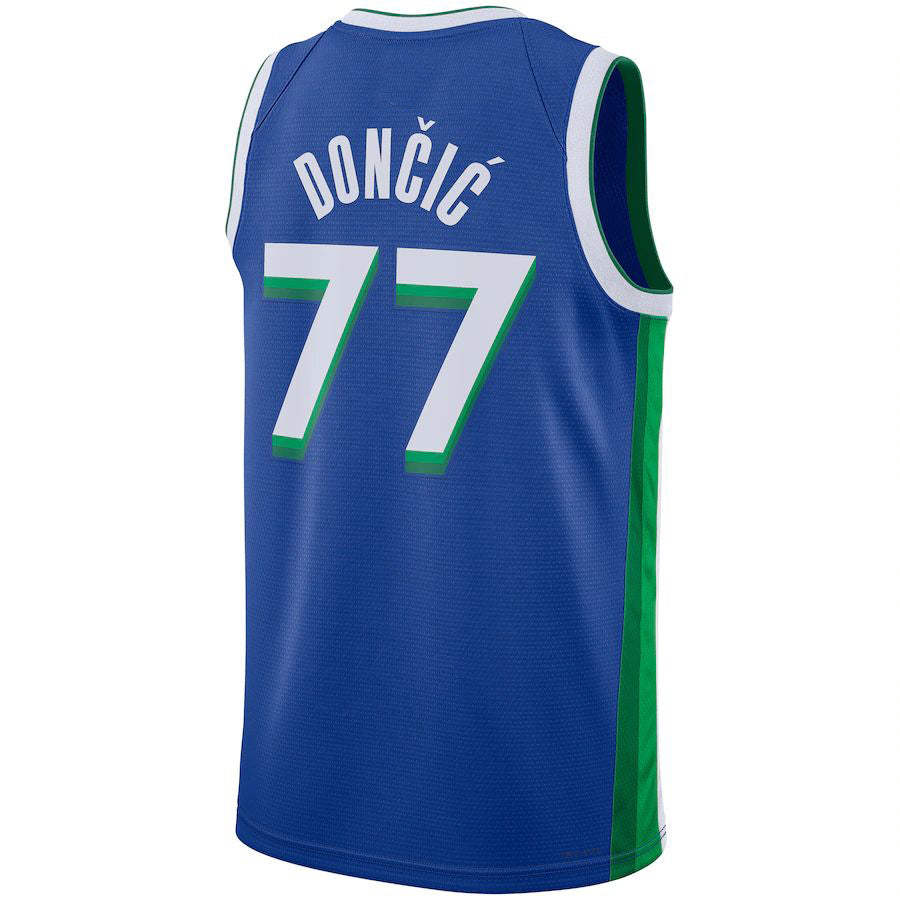 D.Mavericks #77 Luka Doncic  Unisex 2022-23 Swingman Jersey City Edition Blue Stitched American Basketball Jersey UNEC