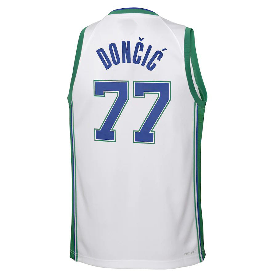 D.Mavericks #77 Luka Doncic 2021-22 Swingman Jersey City Edition White Stitched American Basketball Jersey UNEC