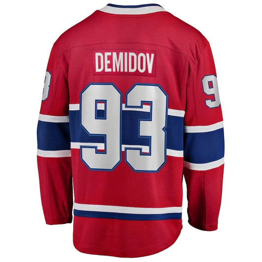 M.Canadiens #93 Ivan Demidov Fanatics Home Breakaway Jersey - Red Stitched American Hockey Jersey UNEC