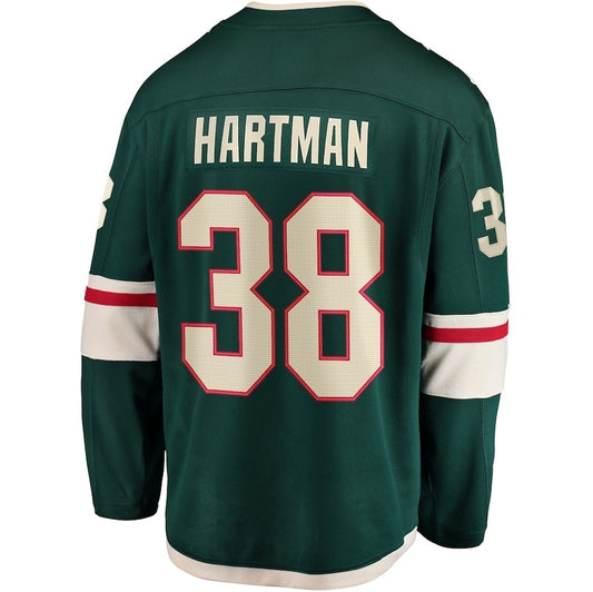 M.Wild #38 Ryan Hartman Fanatics Home Breakaway Player Jersey - Green Stitched American Hockey Jersey UNEC