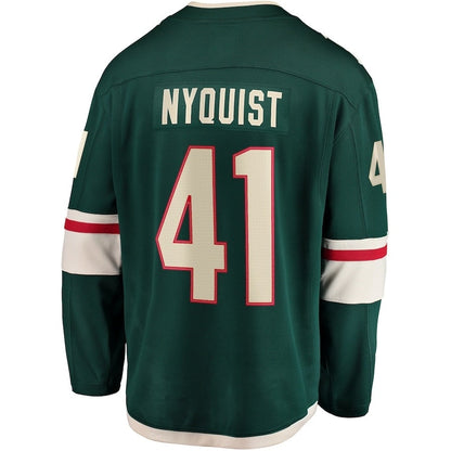 M.Wild #41 Gustav Nyquist Fanatics Home Breakaway Jersey - Green Stitched American Hockey Jersey UNEC