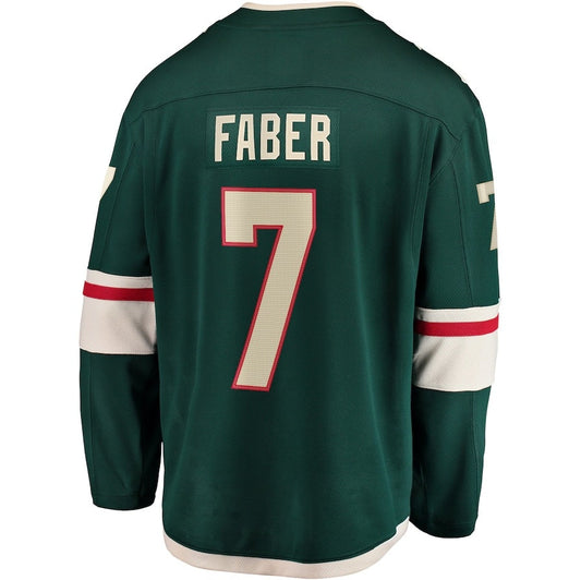 M.Wild #7 Brock Faber Fanatics Home Breakaway Player Jersey - Green Stitched American Hockey Jersey UNEC