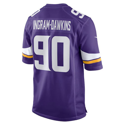 MN.Vikings #90 Tyrion Ingram-Dawkins Purple Team Game Stitched American Football Jerseys