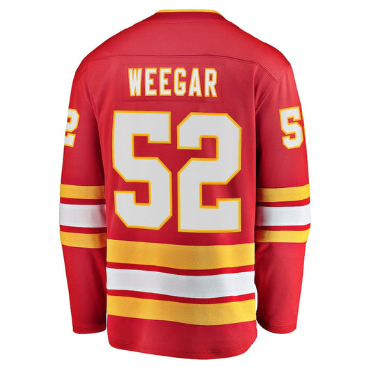 C.Flames #52 MacKenzie Weegar Fanatics Branded Home Breakaway Player Jersey Red Stitched American Hockey Jersey UNEC