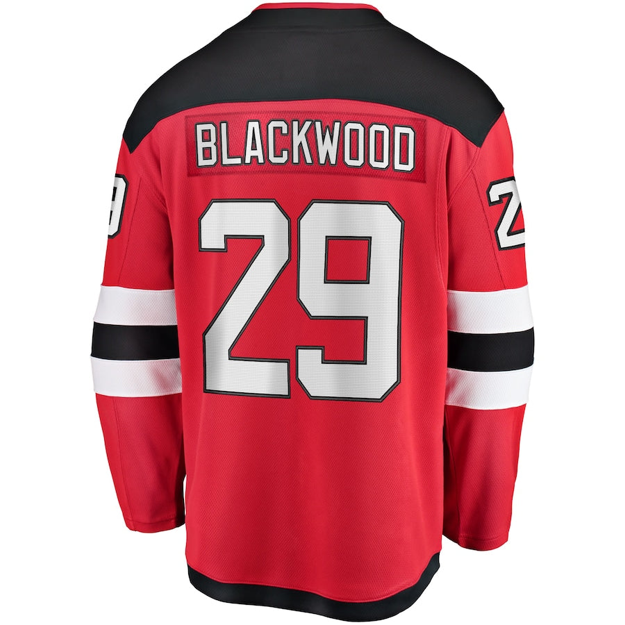 NJ.Devils #29 Mackenzie Blackwood Fanatics Branded Home Breakaway Jersey  Red Stitched American Hockey Jersey UNEC