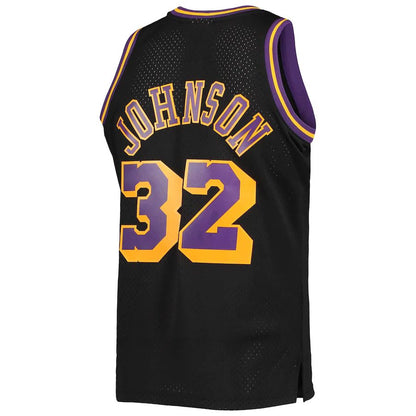 LA.Lakers #32 Magic Johnson Mitchell & Ness 1984-85 Hardwood Classics Reload 2.0 Throwback Swingman Jersey Black Stitched American Basketball Jersey UNEC