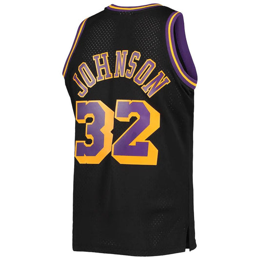 LA.Lakers #32 Magic Johnson Mitchell & Ness 1984-85 Hardwood Classics Reload 2.0 Throwback Swingman Jersey Black Stitched American Basketball Jersey UNEC
