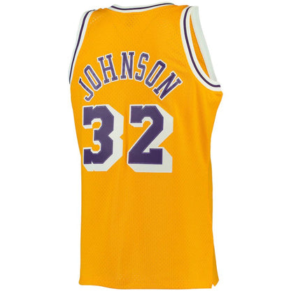 LA.Lakers #32 Magic Johnson Mitchell & Ness Big & Tall Hardwood Classics Jersey Gold Stitched American Basketball Jersey UNEC