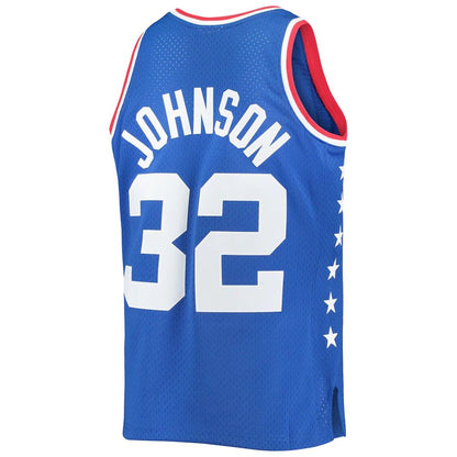 W.Conference #32 Magic Johnson Mitchell & Ness 1985 All-Star Game Swingman Jersey Royal Stitched American Basketball Jersey UNEC