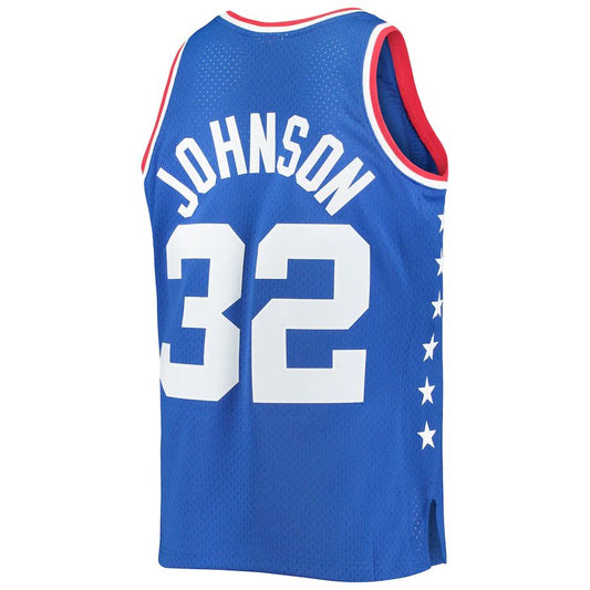 W.Conference #32 Magic Johnson Mitchell & Ness 1985 All-Star Game Swingman Jersey Royal Stitched American Basketball Jersey UNEC