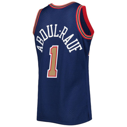D.Nuggets #1 Mahmoud Abdul-Rauf Mitchell & Ness Hardwood Classics 1994-95 Swingman Jersey Navy Stitched American Basketball Jersey UNEC