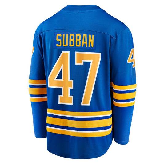 B.Sabres #47 Malcolm Subban Fanatics Branded Home Breakaway Player Jersey Royal Stitched American Hockey Jersey UNEC