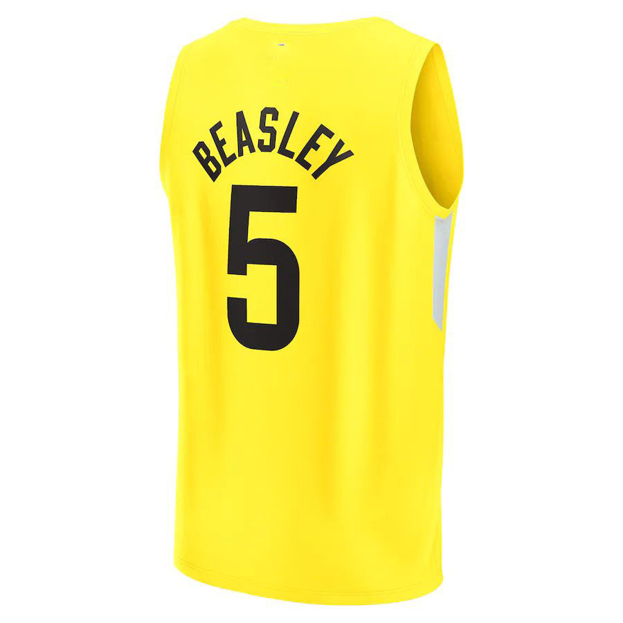 U.Jazz #5 Malik Beasley Fanatics Branded Fast Break Replica Jersey  Icon Edition Yellow Stitched American Basketball Jersey UNEC