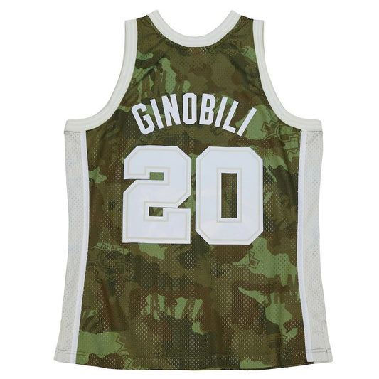 S.Antonio Spurs #20 Manu Ginobili Mitchell & Ness Unisex Hardwood Classics 2002-03 Ghost Green Swingman Jersey Camo Stitched American Basketball Jersey UNEC