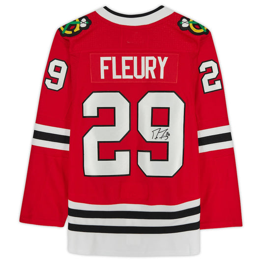 C.Blackhawks #29 Marc-Andre Fleury Blackhawks Fanatics Authentic Autographed Red Stitched American Hockey Jersey UNEC
