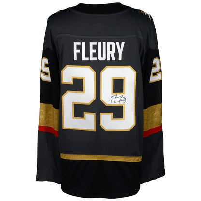 V.Golden Knights #29 Marc-Andre Fleury Fanatics Authentic Autographed Black Breakaway Jersey Stitched American Hockey Jersey UNEC